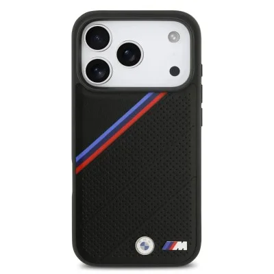 Bmw Magsafe Iphone 17 Pro Max Case With Tri-Color Stripes And Metal Logo - Black